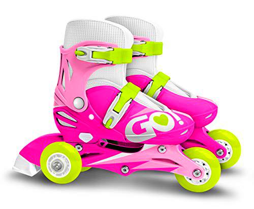 Stamp Adjustable Two in One 3 Wheels Skate Pink SKIDS Control Size 27-30