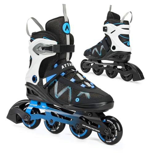 ATTABO Patines en línea Bliss para Hombre 43 EU Comodidad y Seguridad Bota Semirrígida Chasis de Aluminio Patines en Linea Adulto con Ruedas 80 mm PU Rodamientos ABEC-7 Ajustable Color Azul