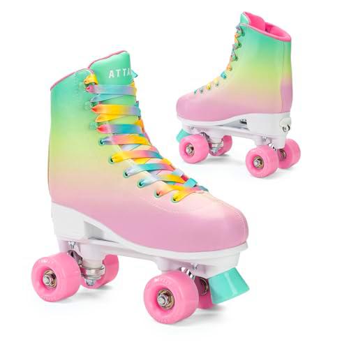 ATTABO Patines Aquatica Talla 35-38 EU Chasis de Aluminio Diseño Multicolor Ruedas 82A 54 mm x 32 mm Protección de Puntera Frenado Seguro Materiales Resistentes Ajuste de Talla ABEC-5 Multicolor