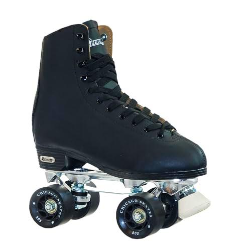 Chicago Hombres de Cuero Forrado Patinaje Skate, Color Negro