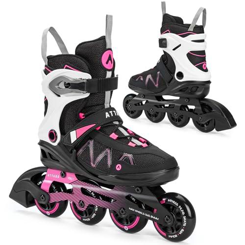 ATTABO Patines en línea Bliss para Mujer 41 EU Comodidad y Seguridad Bota Semirrígida Chasis de Aluminio Ruedas 80 mm PU Rodamientos ABEC-7 Ajustable Color Rosa